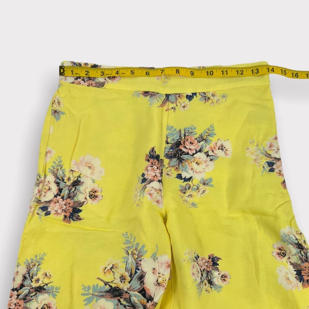 Feather Bone Talese Yellow Floral Wide Leg Pants Size 2 - Picture 7 of 9